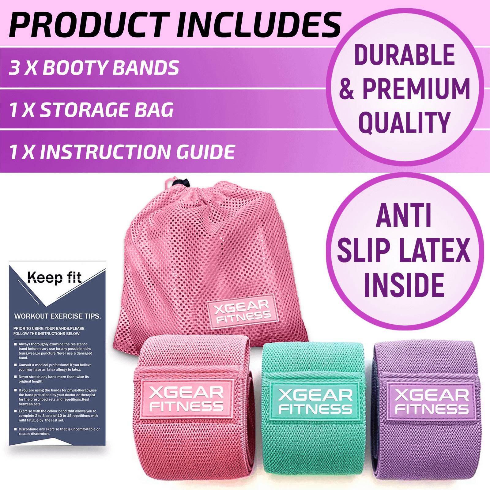 XGear Resistance Bands for Glutes & Hips – Set of 3 - Image 4