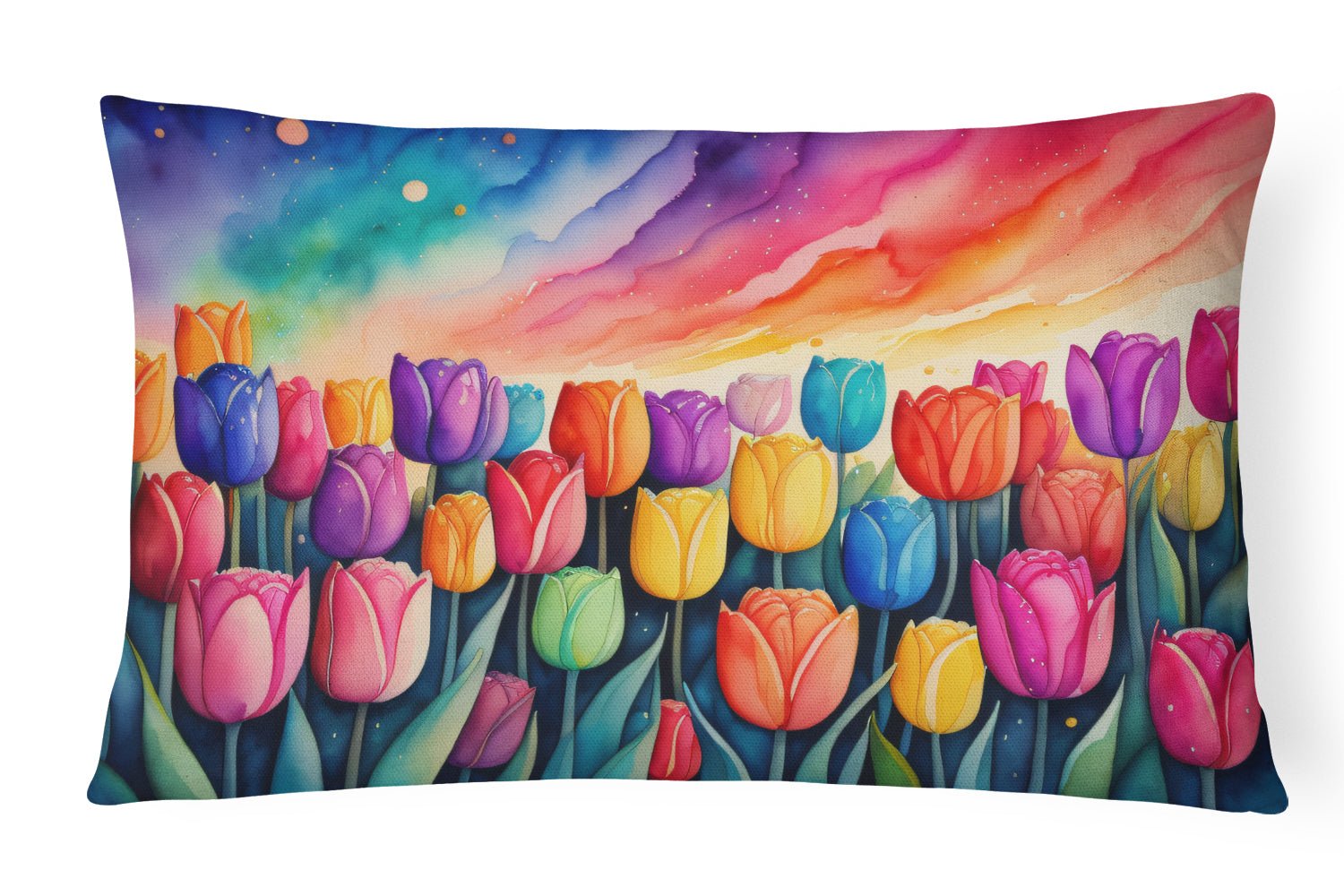 Colorful Tulip Outdoor Throw Pillow – 12 × 16 in