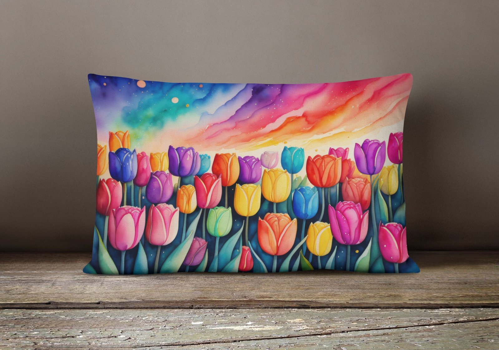 Colorful Tulip Outdoor Throw Pillow – 12 × 16 in - Image 4