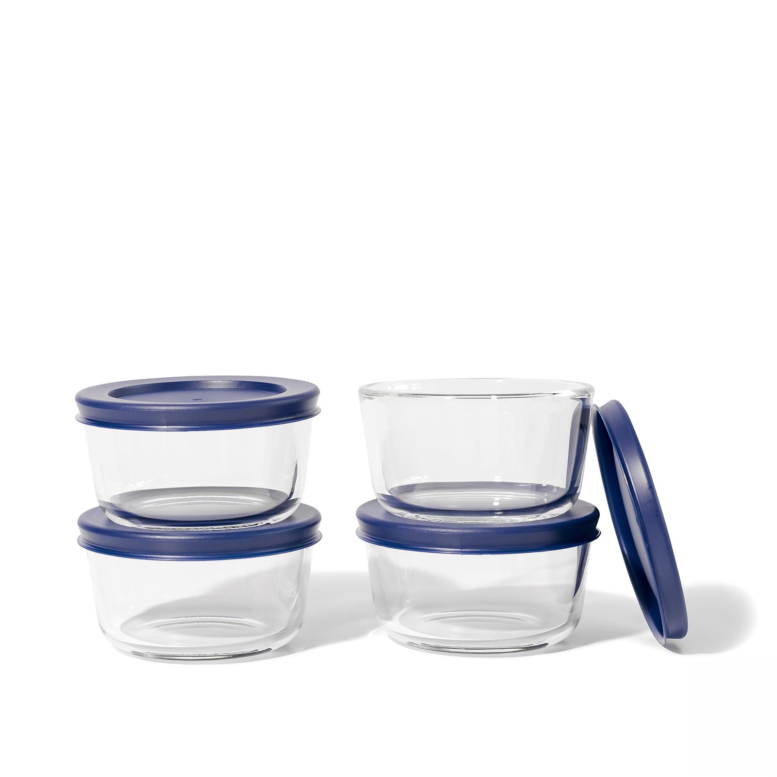 8-Piece Airtight Glass Food Storage Container Set – 7 oz, Blue - Image 3