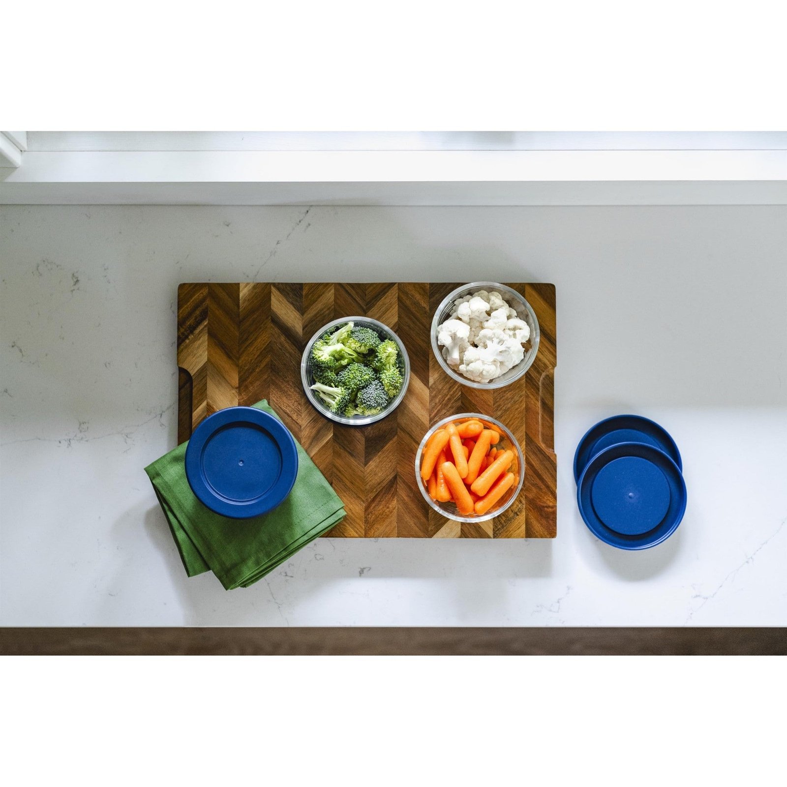 8-Piece Airtight Glass Food Storage Container Set – 7 oz, Blue - Image 4