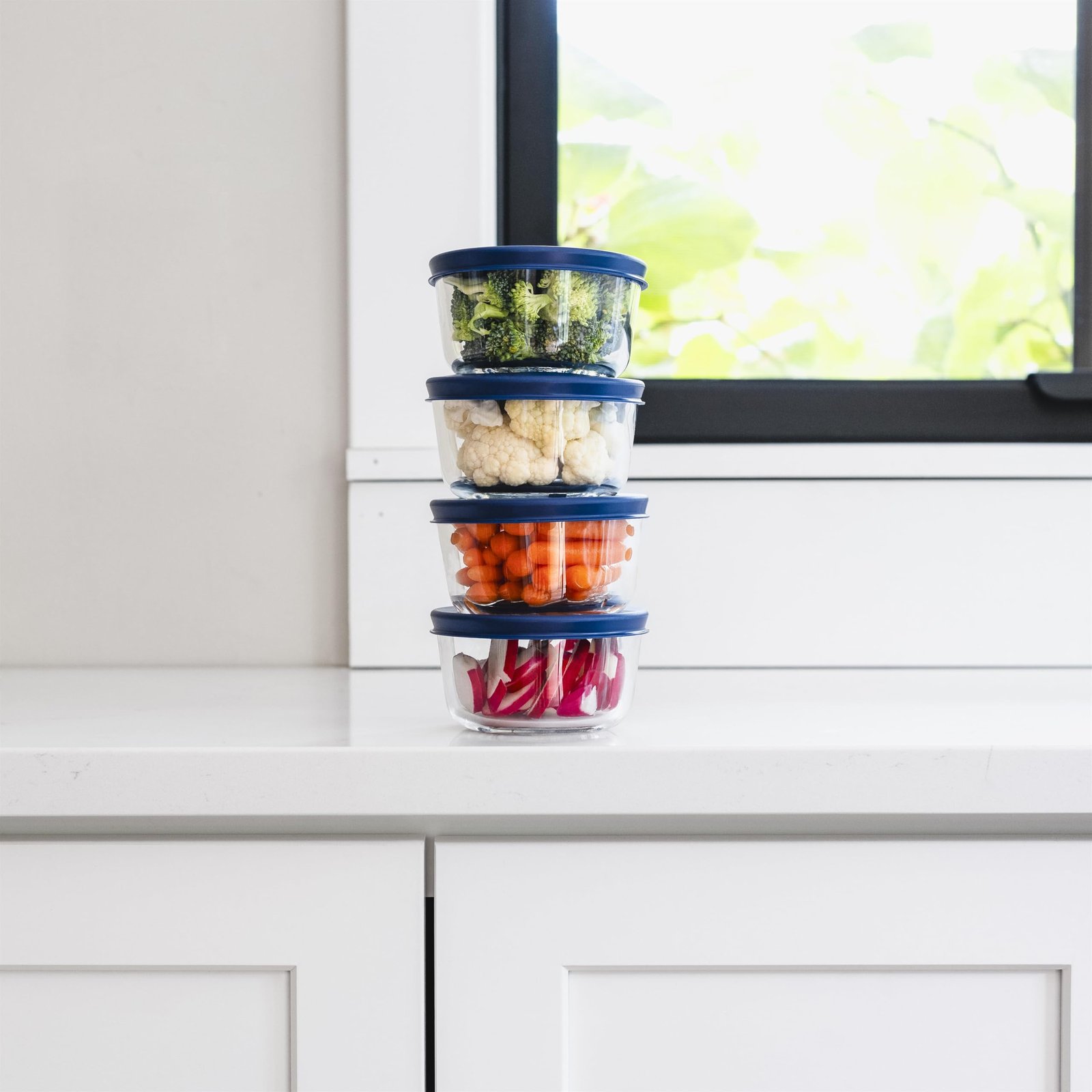 8-Piece Airtight Glass Food Storage Container Set – 7 oz, Blue - Image 5