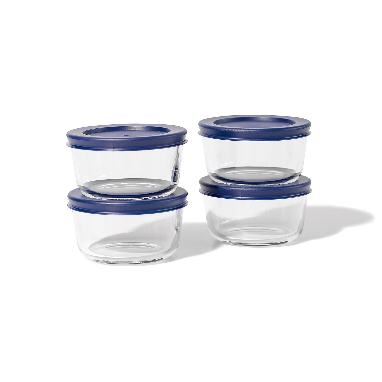 8-Piece Airtight Glass Food Storage Container Set – 7 oz, Blue
