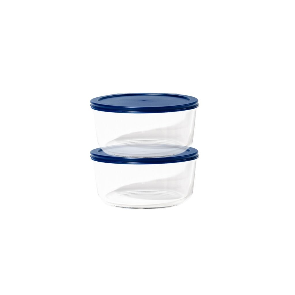 4-Piece Airtight Glass Food Storage Container Set – 52.4 oz, Blue
