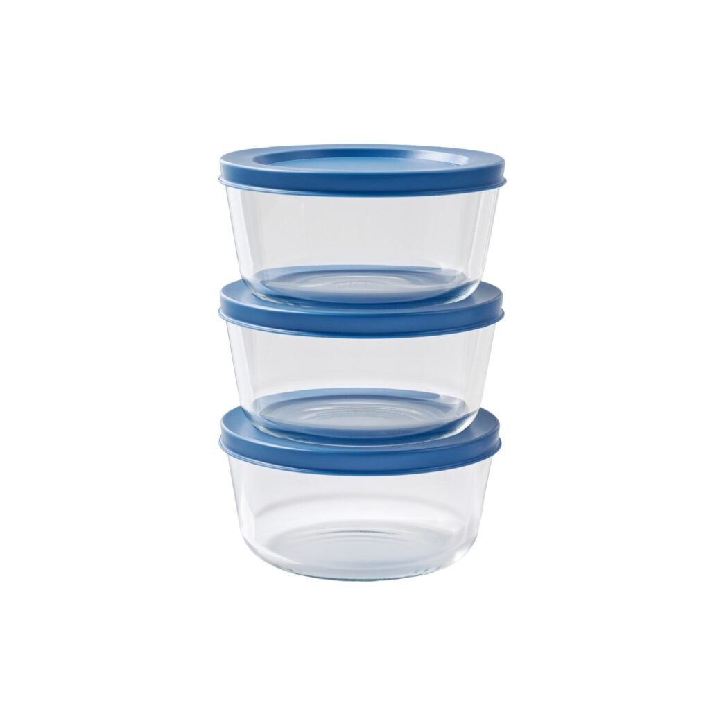 6-Piece Airtight Glass Food Storage Container Set – 16 oz, Deep Navy