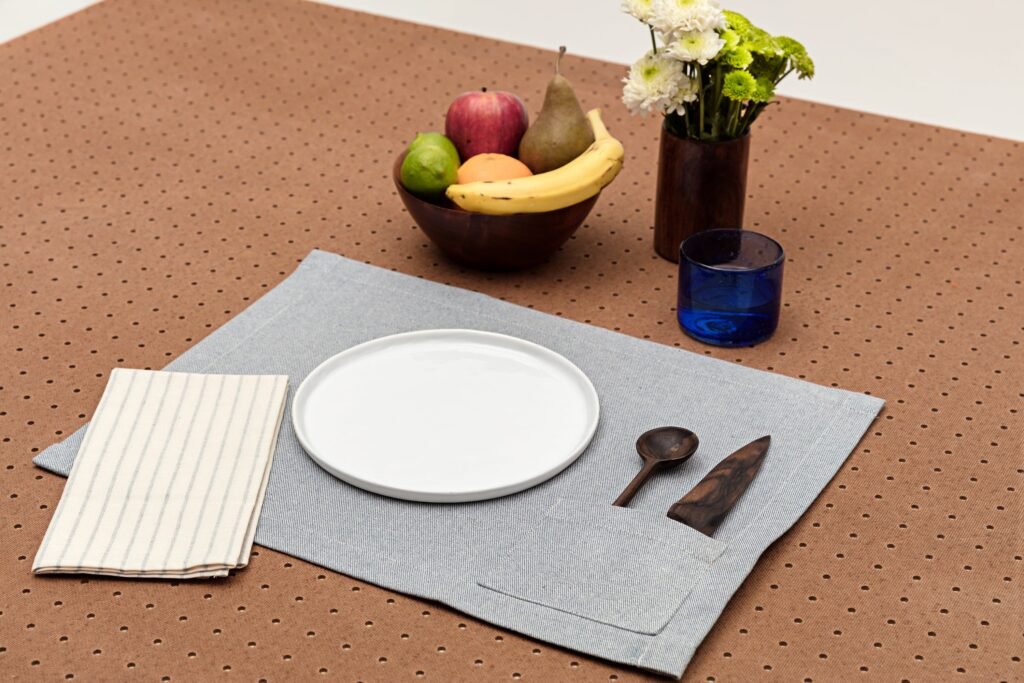 Denim Cotton Placemats with Pocket – Set of 4